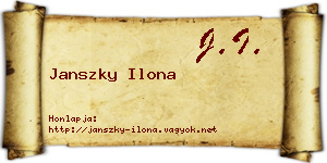 Janszky Ilona névjegykártya